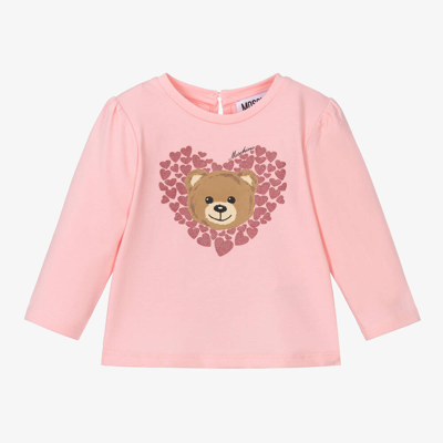 Moschino Baby Babies' Girls Pink Teddy Bear Heart Top