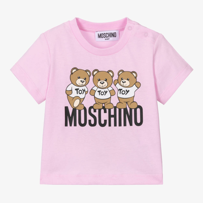 Moschino Baby Babies' Pink Cotton Teddy Bear T-shirt