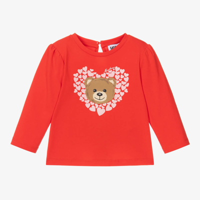 Moschino Baby Babies' Girls Red Teddy Bear Heart Top