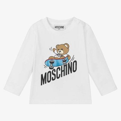 Moschino Baby Babies' Boys White Skateboarding Teddy Bear T-shirt