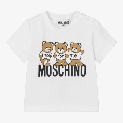 Moschino Baby Babies' White Cotton Teddy Bear T-shirt