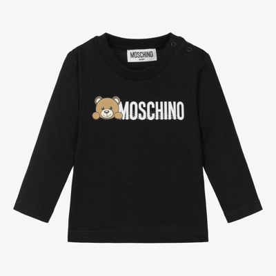 Moschino Baby Babies' Black Cotton Teddy Bear Top