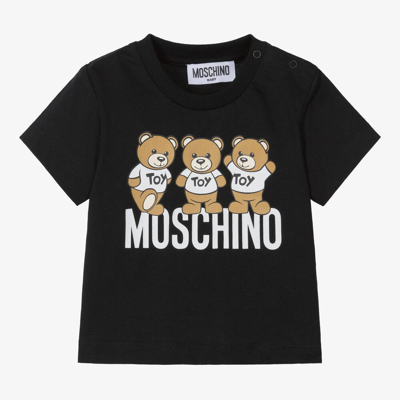 Moschino Baby Babies' Black Cotton Teddy Bear T-shirt