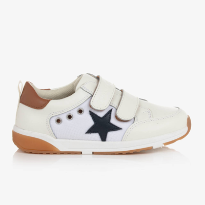 Old Soles White & Brown Leather Star Trainers In Ivory