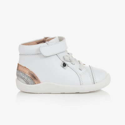 Old Soles Kids' Girls White Leather Velcro Trainers