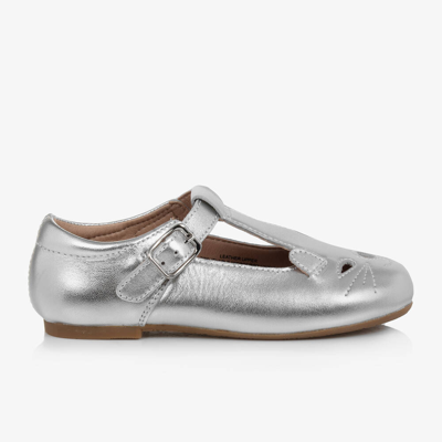 Old Soles Kids' Girls Silver Leather Kitten Shoes