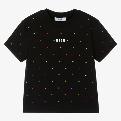 Msgm Kids'  Girls Black Studded T-shirt