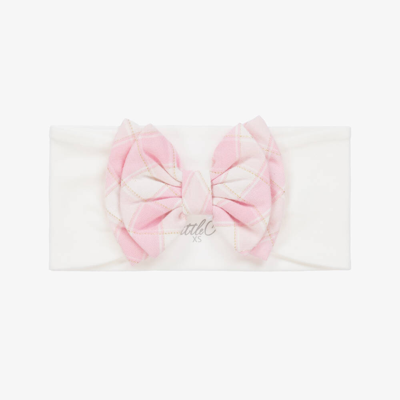 A Dee Babies' Girls White Cotton Bow Headband