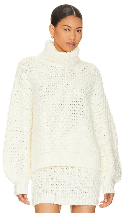 Lovers & Friends Cable Turtleneck Sweater In Ivory