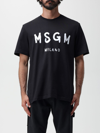 Msgm Cotton T-shirt With Front Printed Logo In Black