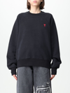 Ami Alexandre Mattiussi Red Ami De Coeur Wool Crewneck Sweater In Black