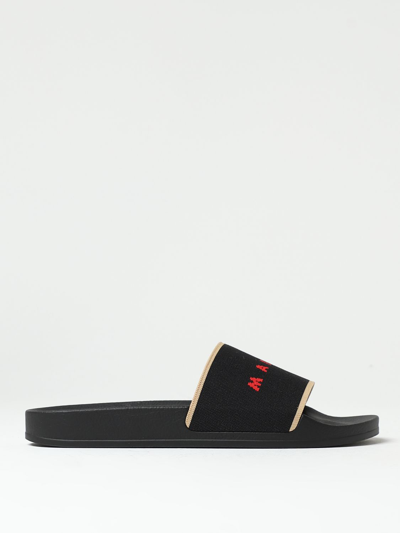 Marni Black Logo Sandals In Zo421
