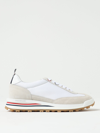 Thom Browne White Low Top Perforated Sneaker With Non-slip Rubber Outsole In White