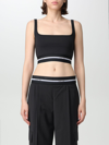 Helmut Lang Cotton Blend Square Neck Crop In Black