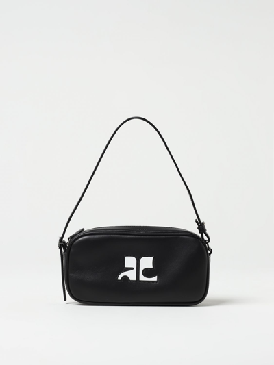 Courrèges Logo Detailed Zipped Shoulder Bag In Black