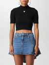 Courrèges Reedition Short Sleeves Ribbed Knitted Sweater Clothing In Black