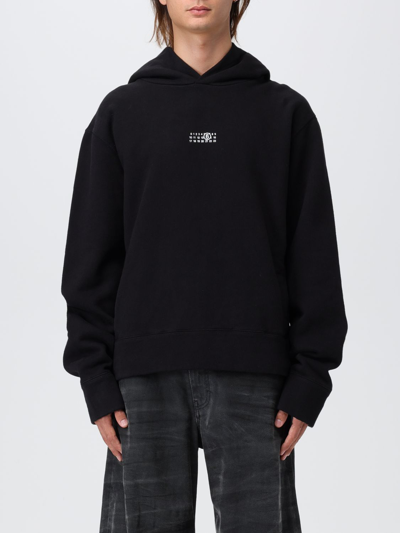 Mm6 Maison Margiela Embroidered-logo Cotton Hoodie In Black