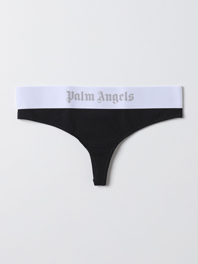 Palm Angels Logo Waistband Thong In Black