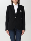 Polo Ralph Lauren Embroidered-logo Single-breasted Blazer In Black