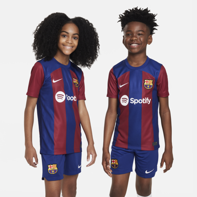 Nike Fc Barcelona 2023/24 Stadium Home Big Kids'  Dri-fit Soccer Jersey In Blue