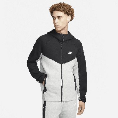 Nike Men's  Sportswear Tech Fleece Windrunner Full-zip Hoodie In Dark Grey Heather/black/white