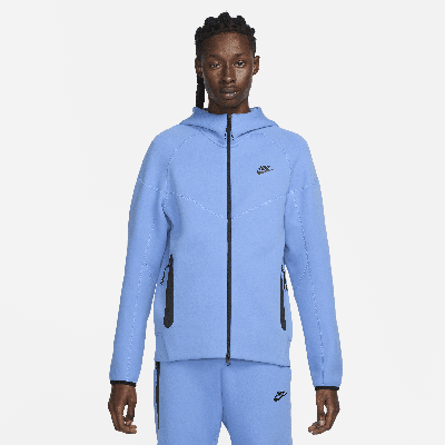 Nike Tech Fleece Windrunner Zip Hoodie In Black/blue