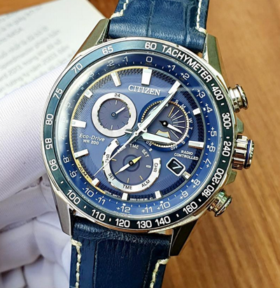 Pre-owned Citizen Pcat Cb5918-02l Chronograph Eco-drive Men's Watch Sapphire Leather Band