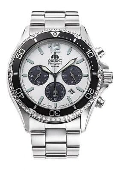 Pre-owned Orient Mako Solar Panda Rn-tx0203s Chronograph Solar Men Wristwatch In Box