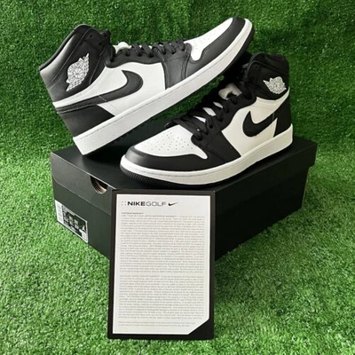 Pre-owned Jordan Nike Golf Air  1 High Retro Panda Mens 10 Black White Dq0660-101 Brand