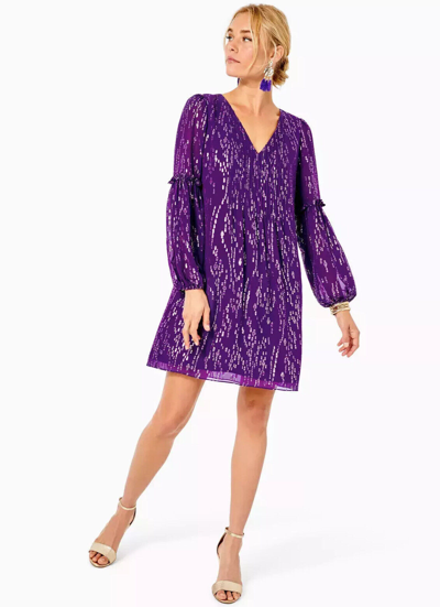 Pre-owned Lilly Pulitzer Cleme Silk Dress Purple Berry Chiffon $268 Size 0,4,6,8,12 ? In Red