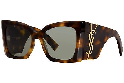 Pre-owned Saint Laurent Sl-m119 Blaze 002 Sunglasses Women's Havana/gold/green Cateye 54mm