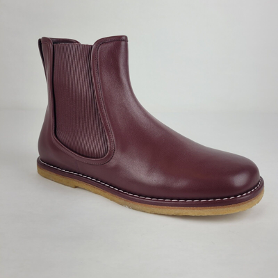 Pre-owned Loewe $890  Burgundy Leather Chelsea Ankle Boot W/elastic Sides M816s05x01 7110 In Red