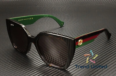 Pre-owned Gucci Gg1300s 002 Butterfly Acetate Havana Brown 55 Mm Women's Sunglasses