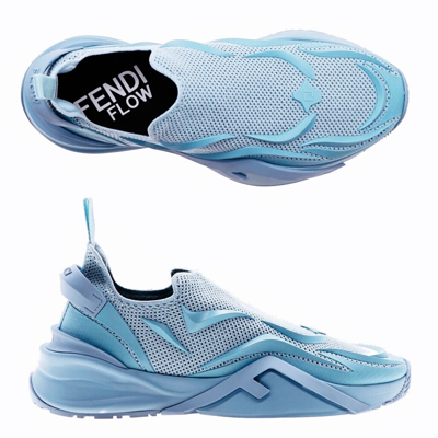 Pre-owned Fendi Flow Slip-on Mesh Sneakers Men Size 10 Us In Blue