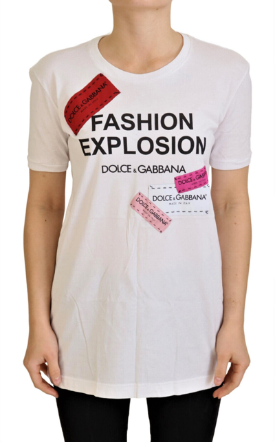 Pre-owned Dolce & Gabbana T-shirt Fashion Explosion White Cotton Top S. It38 /us4 /xs $500