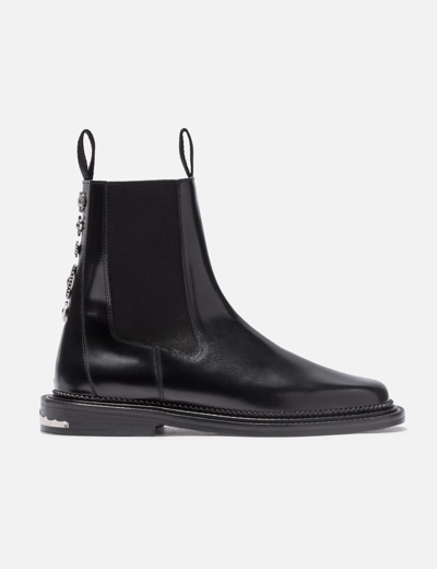 Toga Virilis Stud-embellished Leather Ankle Boots In Black
