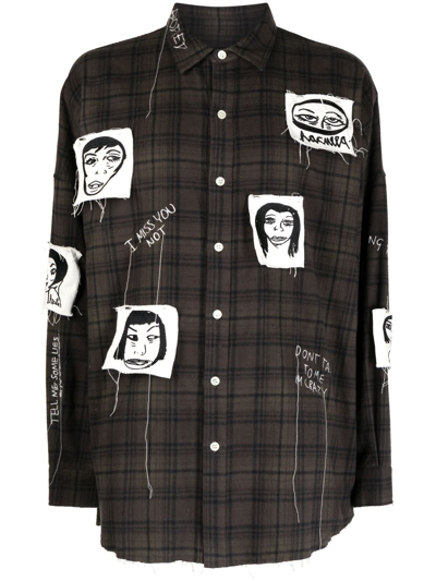 Haculla Sick Of It All Plaid-pattern Cotton Shirt In Brown