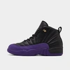 Nike Jordan Little Kids' Air Retro 12 Basketball Shoes In Black/field Purple/metallic Gold/taxi