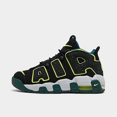 Nike Big Kids' Air More Uptempo Basketball Shoes In Black/volt/geode Teal/clear Jade