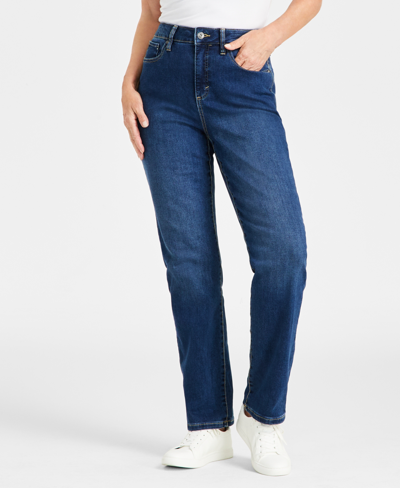 Style & Co Women's High Rise Straight-leg Jeans, Regular, Short And Long Lengths, Created For Macy's In Moddy Blue