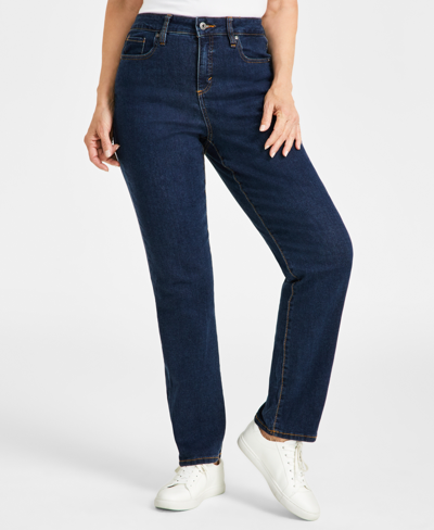 Style & Co Women's Curvy Straight-leg High Rise Jeans, Created For Macy's In Fortress