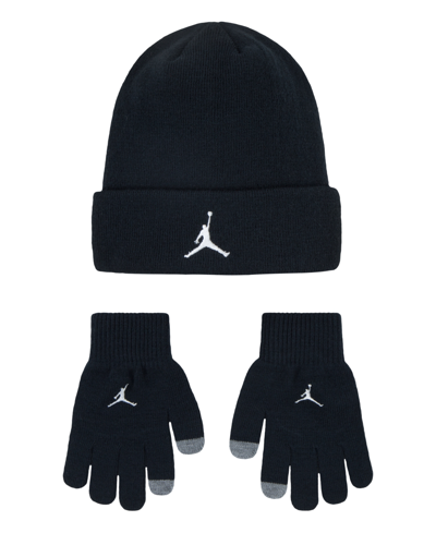 Jordan Kids' Big Boys Essentials Beanie And Gloves Set In Black