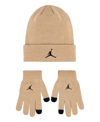 Jordan Big Boys Essentials Beanie And Gloves Set In Hemp