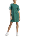 Adidas Originals Adidas Women's Essential 3-stripes Boyfriend T-shirt Dress In Collegiate Green/white
