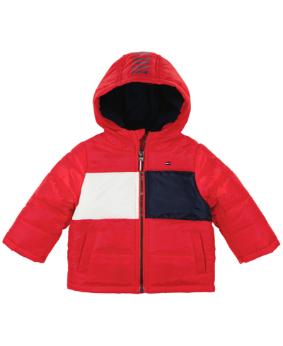 Tommy Hilfiger Baby Boys Pieced Puffer Jacket In Tommy Red