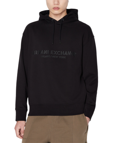 A X Armani Exchange Men's 91 Long Sleeve Drawstring Logo Hoodie In Black
