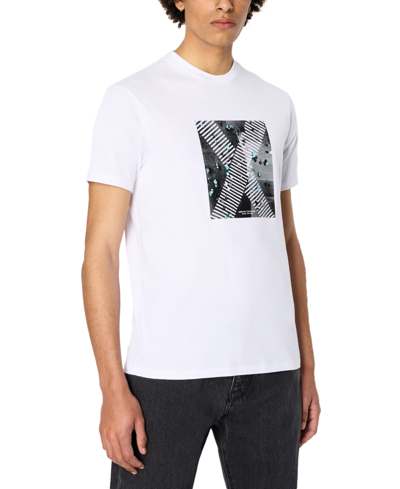 A X Armani Exchange Men's Crewneck Short Sleeve Graphic T-shirt In White/crossing