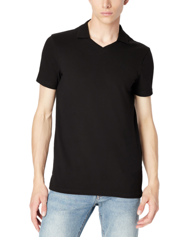 A X Armani Exchange Men's Short Sleeve Open-collar Polo Shirt In Black