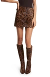 Michael Kors Leopard-print Cowhide Mini Skirt In Chestnut Multi