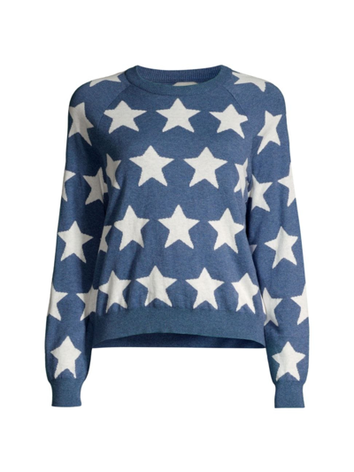 Minnie Rose Women's Star Cotton-cashmere Crewneck Sweater In Multi